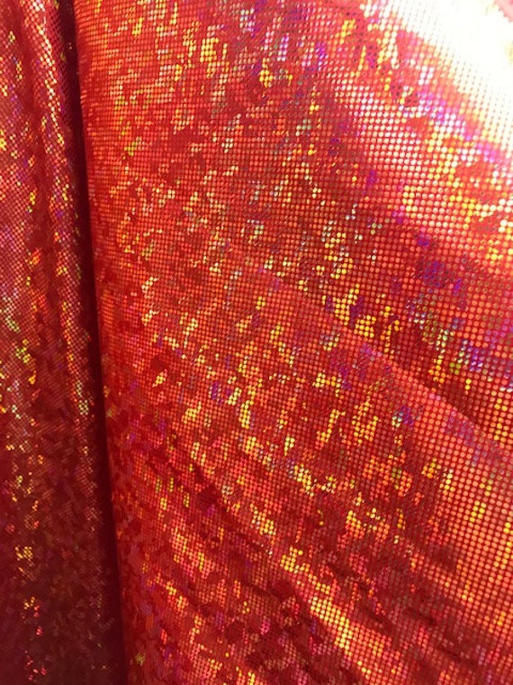 Metallic Foil Spandex Fabric RED Sold by the Yard 2 Way Stretch Shiny DIY  Apparel Accessories Lining 