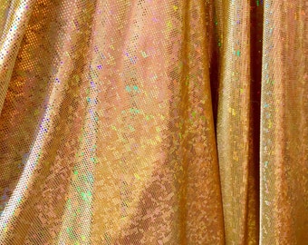 4-Way Stretch Metallic Shattered Glass Spandex Fabric - Gold