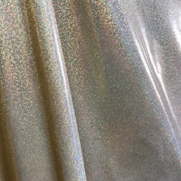 4-Way Stretch Holographic Mystique Spandex Fabric - White Mystique