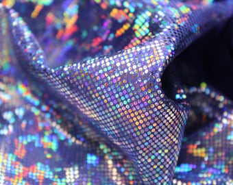 Silver/Purple Shattered Glass Spandex - 4-Way Stretch Fabric