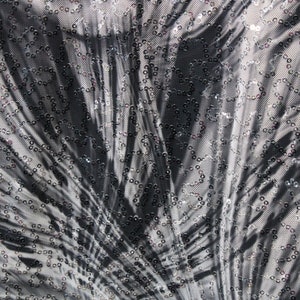4-Way Stretch Sequin Mesh Printed Fabric - Smoke Waves