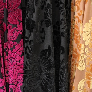 4-Wege-Stretch-Samt-Ausbrennerstoff - Damask Royal Floral