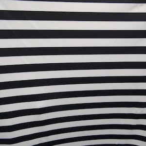 4-Way Stretch White and Black Striped Spandex - 1"  Stripe