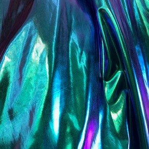 White Rainbow Holographic/Shiny Nylon Spandex Mix Stretchy Fabric