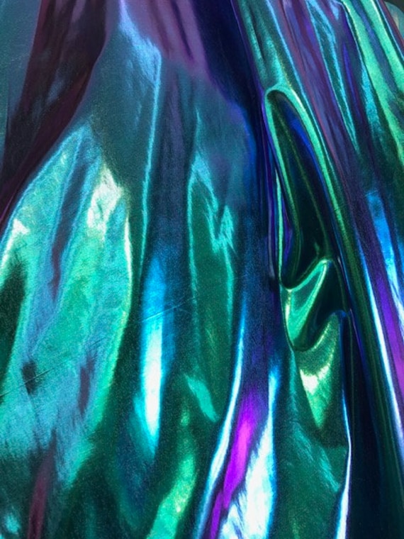 4-way Stretch Holographic Foil Spandex Fabric - Blue 4-way Stretch Holographic Foil Spandex Fabric - Blue