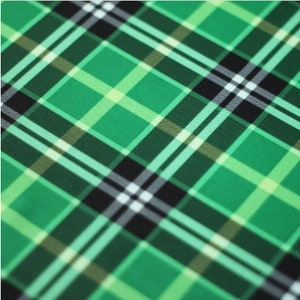 4-Way Stretch Printed Spandex Fabric - Kelly Green New Age Plaid