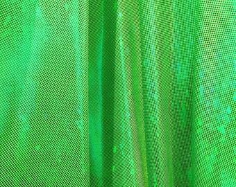 4-Way Stretch Metallic Shattered Glass Spandex Fabric - Lime