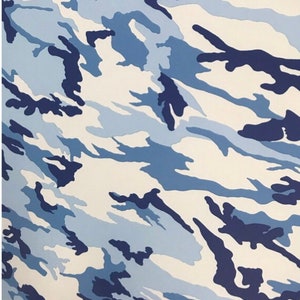 4-Way Stretch Printed Spandex Fabric - Blue Camouflage