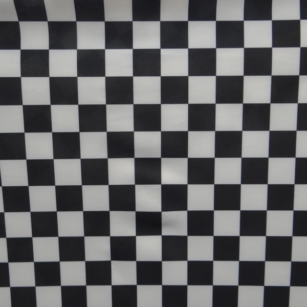 4-Way Stretch Spandex Fabric - Black and White Checkered Print