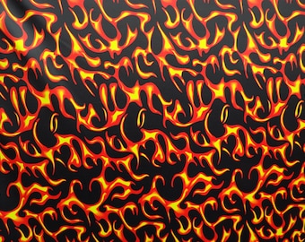 4-Way Stretch Printed Spandex  - Flames