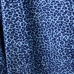 4-Way Stretch Printed Velvet Fabric - Blue Cheetah