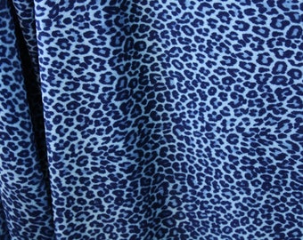 Fluwelen stof met 4-way stretch en print - blauwe cheetah
