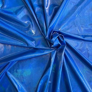 4-Way Stretch Solid Holographic Spandex Fabric - Royal Blue
