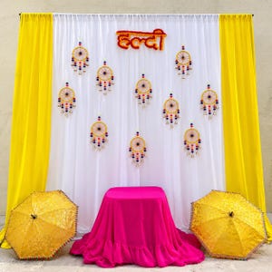 Tradycyjna dekoracja tła na imprezę Haldi | Zrób to sam | Indyjskie wesele | Haldi/Mehndi