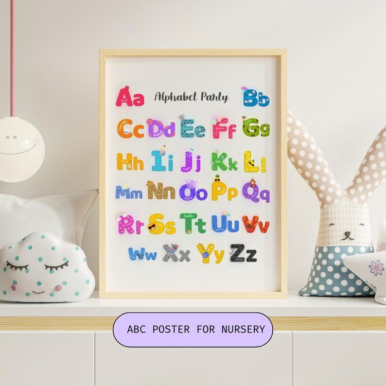 ABC Alphabet Poster for Kids | Pastel Nursery Wall Art | Educational ...