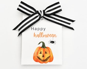 Printable Pumpkin Halloween Gift Tags (Instant Download) Trick or Treat Favor Bag Tag, Halloween Treat Tags, Cute Halloween Tags