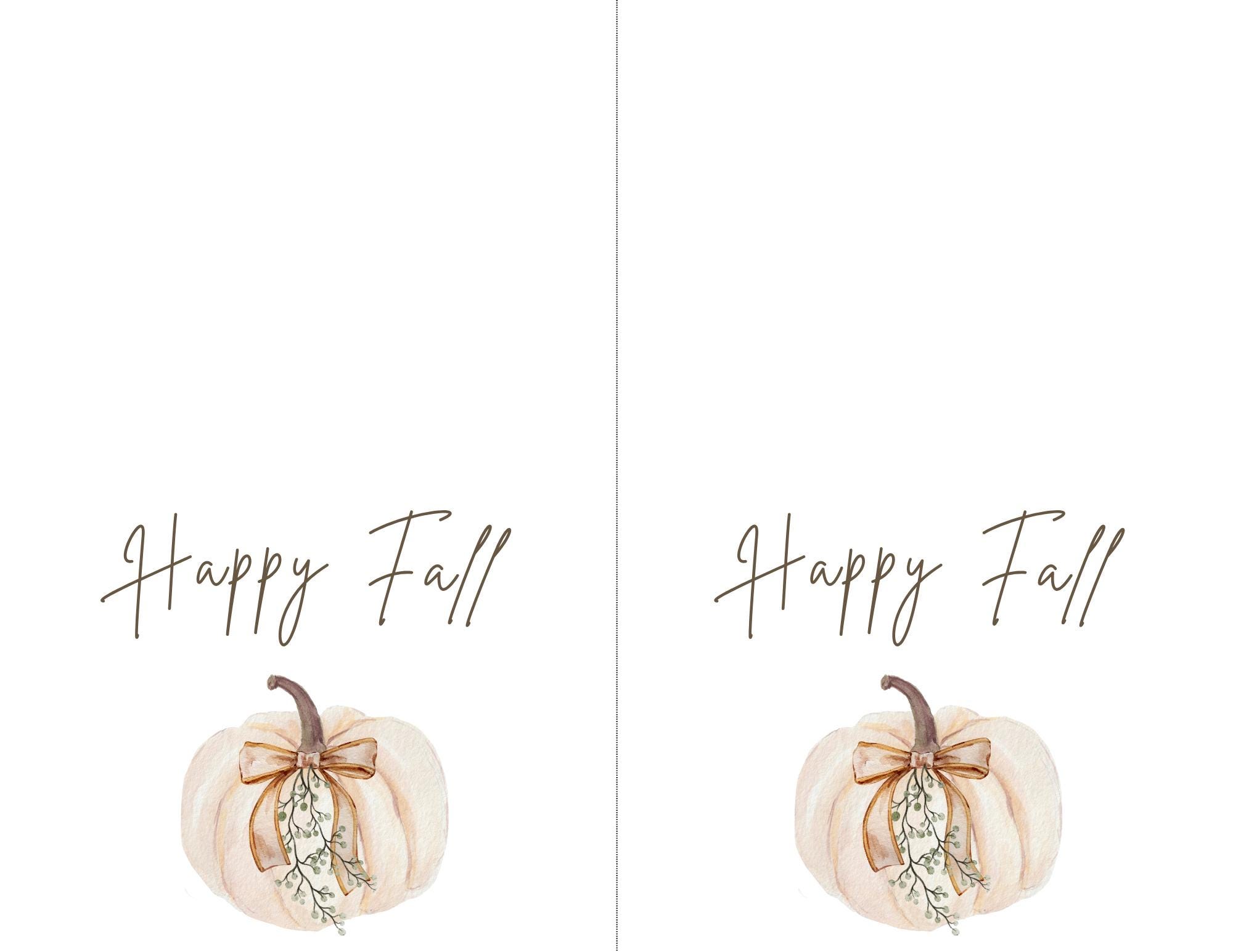 Printable Happy Fall Card: Rustic White Pumpkin Autumn Greeting (PDF ...