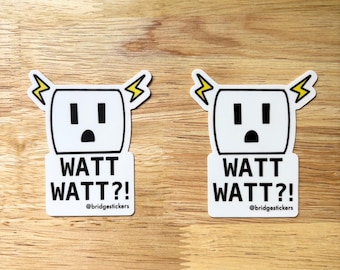 Paquete de 2 pegatinas de electricista: divertida pegatina de enchufe Watt Watt, pegatina de vinilo para casco.