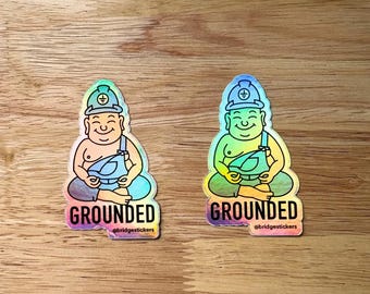 Pegatina holográfica de Buda conectado a tierra (paquete de 2): Calcomanía para casco de electricista