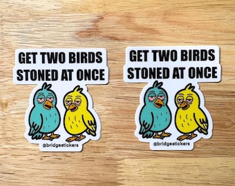 Pegatina divertida de dos pájaros drogados (paquete de 2): regalo para trabajadores canadienses drogados, calcomanía para caja de herramientas