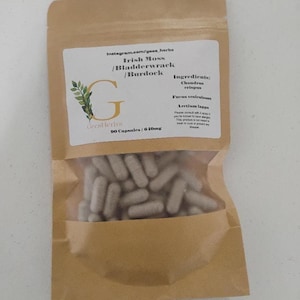 Irish Moss/Bladderwrack/Burdock root capsules 650mg. 90 capsules