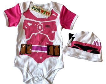 Boba Fett (PINK) Baby Onesie – Star Wars Inspired Baby Shower Gift, Cosplay Bodysuit