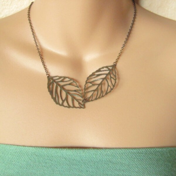 Fallen Leaves Necklace In Antique Bronze,Leaf Necklace,Leaves Necklace,Nature Inspired Jewelry