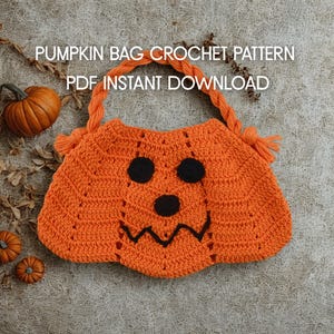 Crochet Pumpkin Bag Pattern | Halloween Jack-o’-Lantern Purse | Crochet Trick or Treat Bag PDF