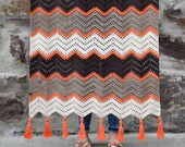 Easy Chevron Crochet Blanket Pattern | Autumn Throw with Tassels | Fall Decor, Beginner Friendly Crochet PDF