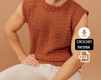 Modello per canotta da uomo all'uncinetto | Maglietta estiva senza maniche | Tutorial facile all'uncinetto (PDF), Regalo per uomo, Regalo per fidanzato