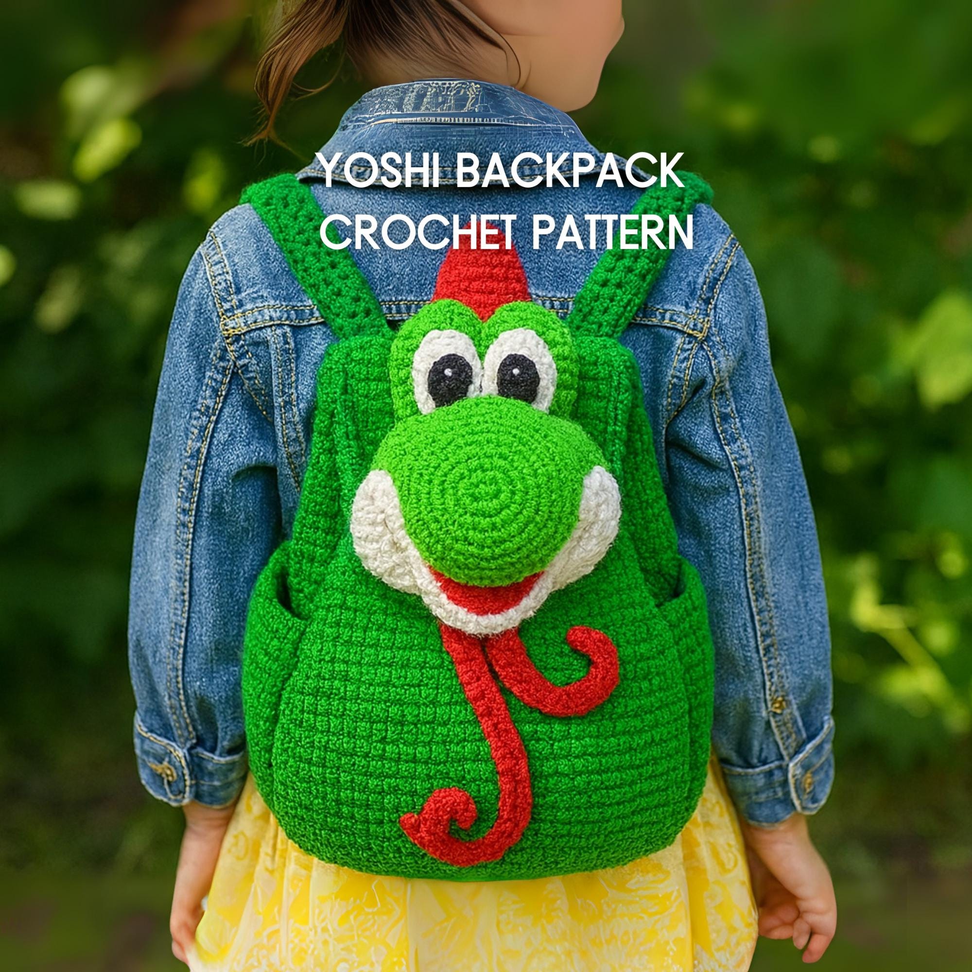 Yoshi Backpack Crochet Pattern – Cute Dragon PDF, Amigurumi Bag