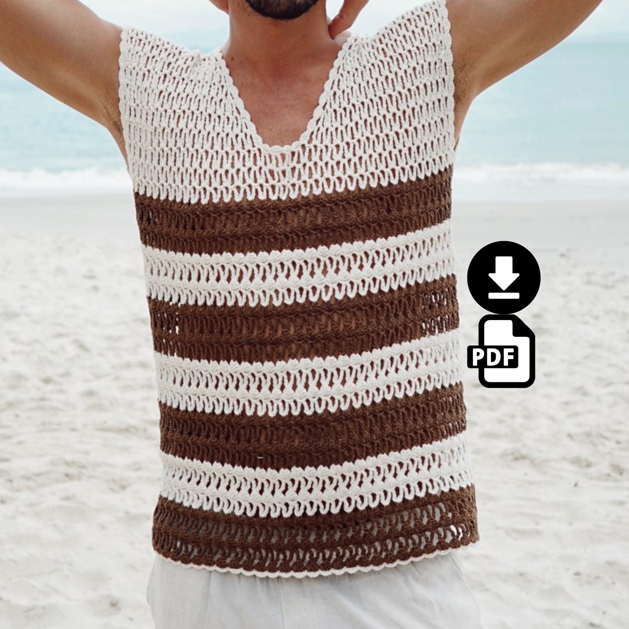 40 Crochet Tank Top Patterns with Halter Tops, Crop Tops, and Lacy Tees 22 Men's Crochet Tank Top Striped Tank Top Crochet