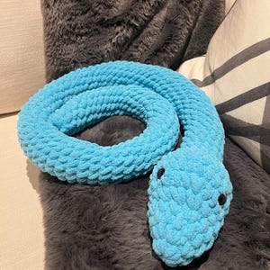 Crochet Snake Plush, Long Amigurumi Serpent, Soft Cuddly Reptile Toy, Kawaii Stuffed Animal