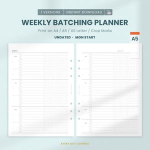 Weekly Batching Planner Printable: Time Blocking Task Organizer for Deep Work & Productivity