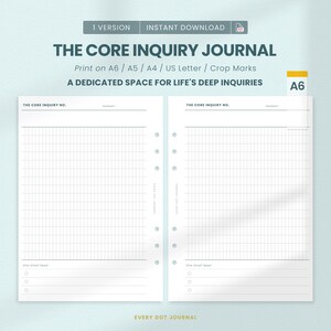 A6 Self Reflection Journal Printable: The Core Inquiry Deep Prompts for Mental Wellness