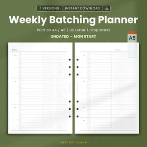 Weekly Batching Planner Printable: Time Blocking Task Organizer for Deep Work & Productivity