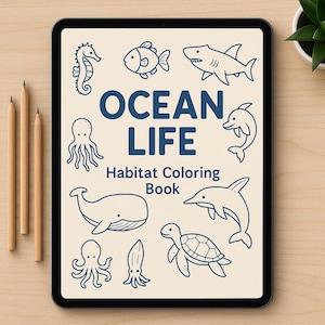 Ocean Coloring Book for Kids | 20 Sea Creatures Coloring Pages | Underwater Coloring Pages | Sea Coloring Book PDF to Print | Instant Download