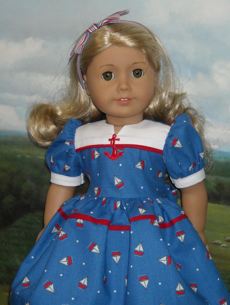 Sailboat Print Dress for 18 inch dolls | Etsy