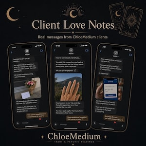 Pu&ograve; includere: Tre smartphone che mostrano conversazioni tramite messaggi di testo intitolate Client Love Notes. Gli schermi mostrano fumetti di chat con messaggi di Maya, Alyssa e James, incluse foto di fiori, un anello di fidanzamento e una notifica di deposito bancario.
