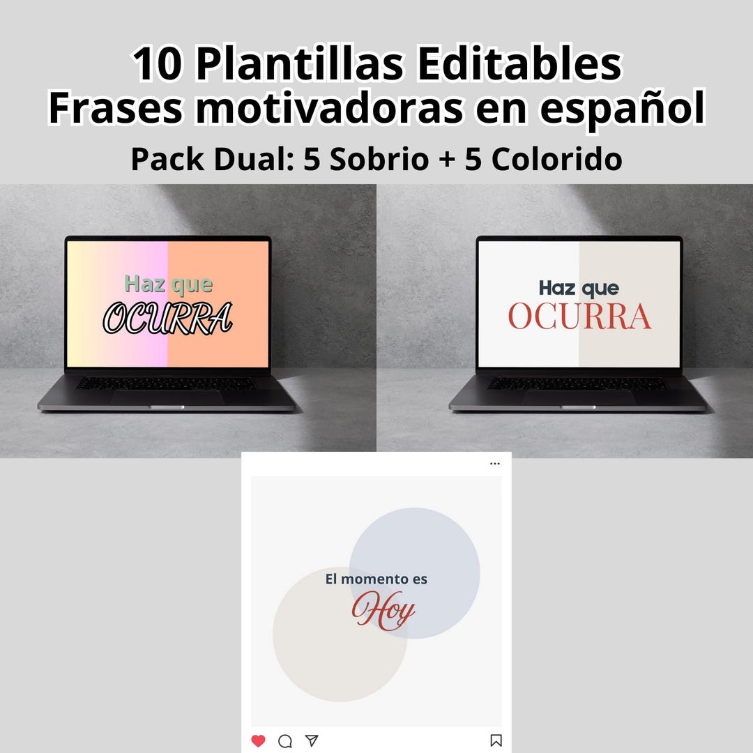 10 Editable Canva Templates Motivational Phrases in Spanish - Sober and ...