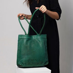 Leder Tragetasche Waldgrün, Echtleder Tragetasche, Designer Leder Tragetasche, Laptop Tragetasche, Leder Arbeitstasche, Personalisierte Ledertasche Hobo