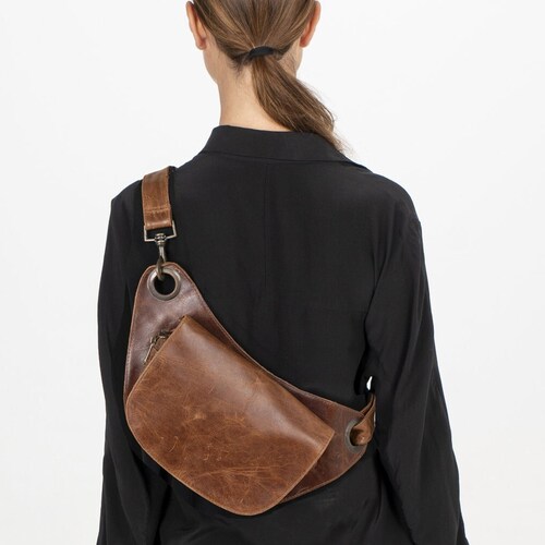 Brown Leather Fanny Pack Cross Body Bag - Etsy
