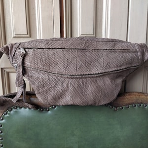 Riñonera de Piel Negra Extra Grande, Bandolera de Pie XL, Bandolera de Cuero Grande,  Bolso Cierres para fiestas, Cartera de viaje Piel
