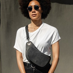 Bolso de Cadera en Piel, Riñonera elegante para mamás, Bandolera para mujer, Cartera pequeña fiestas, Bolso de Cadera multifunción en piel