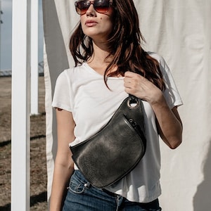 Bolso de Cadera en Piel, Riñonera elegante para mamás, Bandolera para mujer, Cartera pequeña fiestas, Bolso de Cadera multifunción en piel