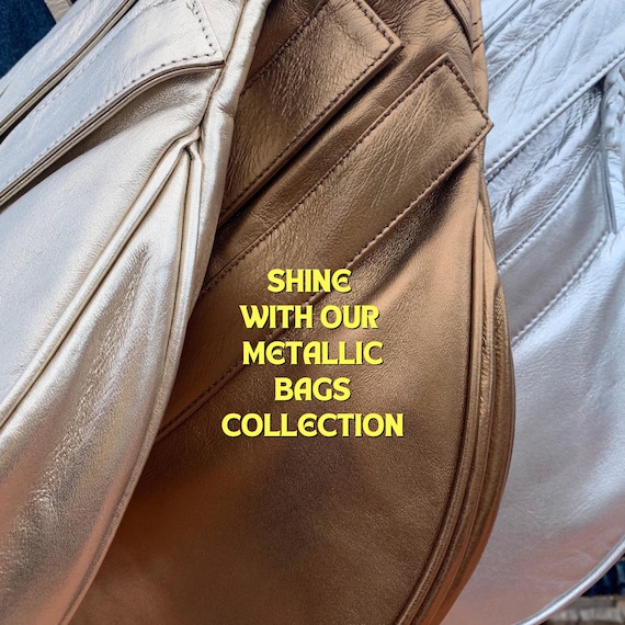 Edgy Sling Bag in Bronze Leather, Cupper Bronze Slouchy