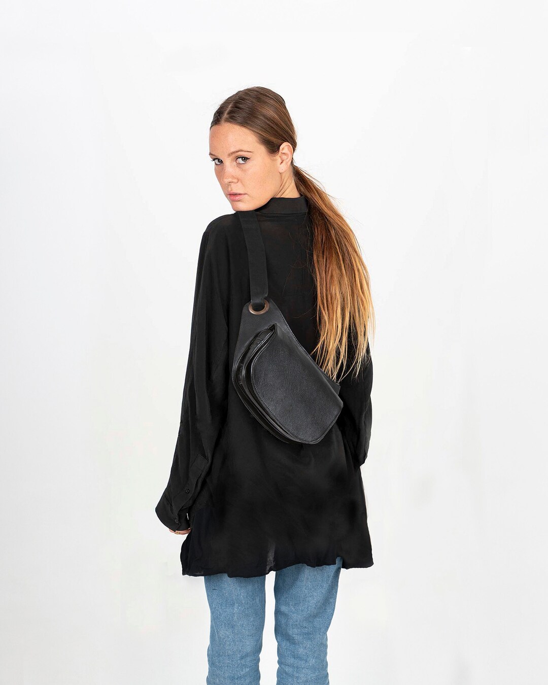 Formal Leather Sling Bag for Women, Women's Small Shoulder Bag, Black ...