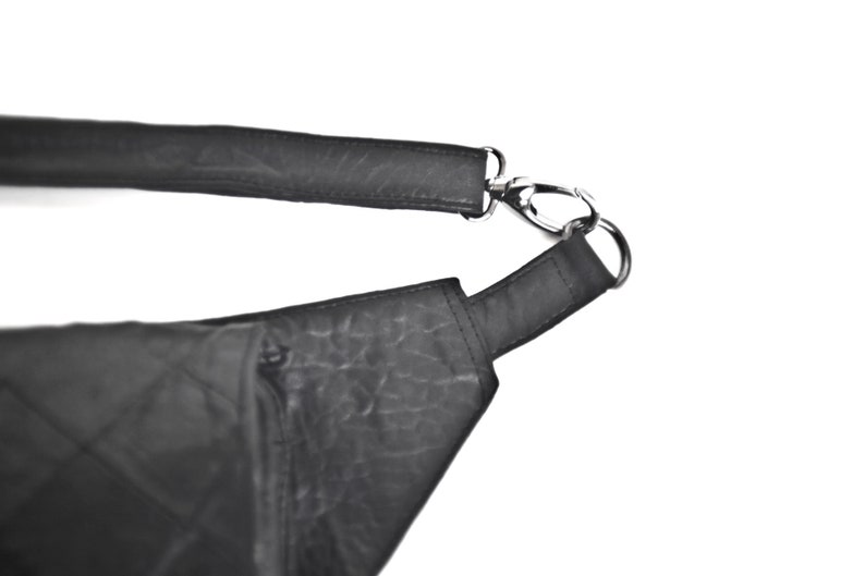 Leather Crossbody Bag in Black Leather Envelope Quilted Black Leather Fannypack Quilted Belt Bag in Black Leather Unique and Elegant