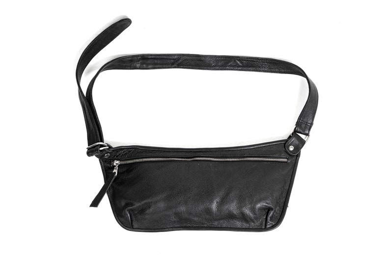 Leather Sling Bag, Cross Body Bag long strap, Leather Shoulder Bag, Women Shoulder Bag, Belt Bag Leather, Crossbody Purse Black, Belly Bag image 7