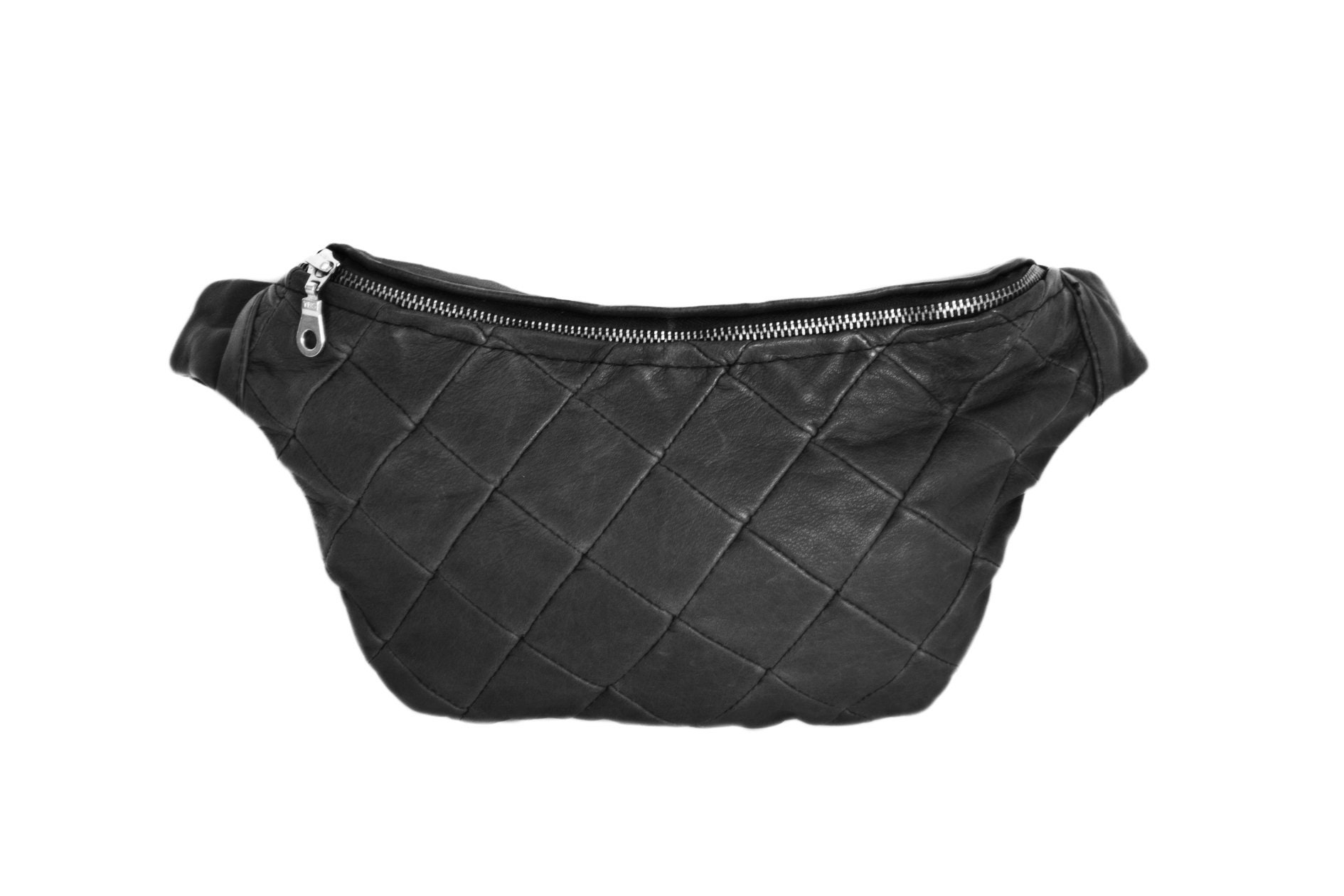 Designer Black Bum Bag Quilted Small Banana Bag Elegant -  Israel